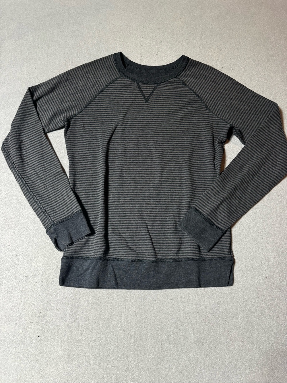 Lululemon Womenβs Reversible Striped Crewneck Sweater - Black/Grey Size S